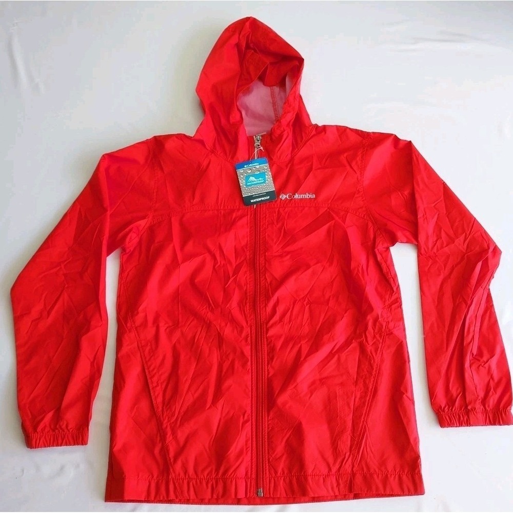 Columbia Glennaker Youth Rain Jacket Size Large‎ Red with Hood
